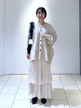 「A part by（アパートバイ）のチュールハンドルトート（ショルダーバッグ）」を使った、なかみさん（レディース・154cm）の秋コーディネート