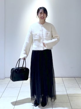 「A part by（アパートバイ）の≪追加3≫ラメチュールプリーツスカート（スカート）」を使った、なかみさん（レディース・154cm）の秋コーディネート