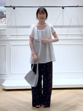 「アイテム（バレッタ/ヘアクリップ）」を使った、なかみさん（レディース・154cm）の夏コーディネート