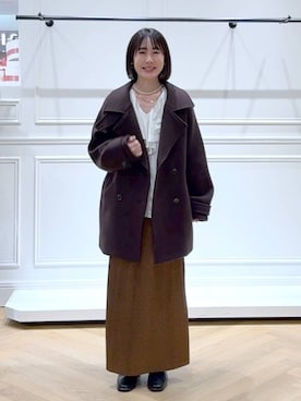 「アイテム（ピーコート）」を使った、なかみさん（レディース・154cm）の秋コーディネート