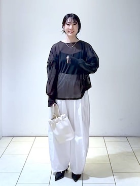 「A part by（アパートバイ）のアイテム（イヤリング）」を使った、なかみさん（レディース・154cm）の夏コーディネート