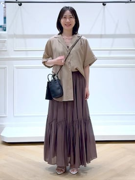 「A part by（アパートバイ）のナローストラップサンダル（サンダル、ホワイト系）」を使った、なかみさん（レディース・155cm）の夏コーディネート