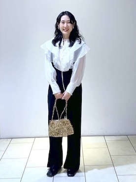 「A part by（アパートバイ）のアイテム（オールインワン・サロペット）」を使った、なかみさん（レディース・154cm）の春コーディネート