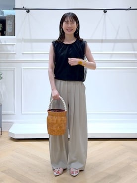 「アイテム（バングル/リストバンド、ベージュ系）」を使った、なかみさん（レディース・154cm）の夏コーディネート