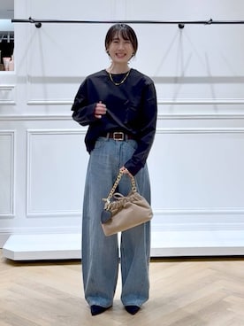 「A part by（アパートバイ）のアイテム（ベルト）」を使った、なかみさん（レディース・154cm）の秋コーディネート