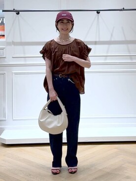 「A part by（アパートバイ）のアイテム（ベルト）」を使った、なかみさん（レディース・154cm）の夏コーディネート