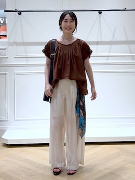 「A part by（アパートバイ）のネックカフ（ネックレス）」を使った、なかみさん（レディース・154cm）の夏コーディネート