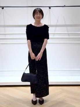 「アイテム（バレッタ/ヘアクリップ）」を使った、なかみさん（レディース・154cm）の秋コーディネート