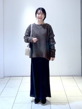 「A part by（アパートバイ）のシャギーニットプルオーバー（ニット/セーター）」を使った、なかみさん（レディース・154cm）の冬コーディネート
