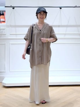 「アイテム（ヘアアクセサリー）」を使った、なかみさん（レディース・154cm）の夏コーディネート