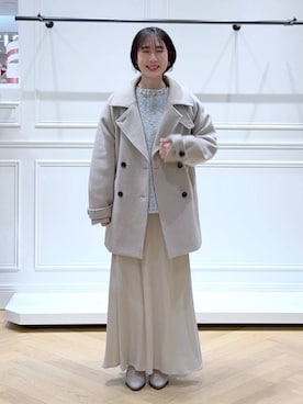 「アイテム（ピーコート）」を使った、なかみさん（レディース・154cm）の秋コーディネート