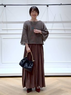 「アイテム（バレッタ/ヘアクリップ）」を使った、なかみさん（レディース・154cm）の夏コーディネート