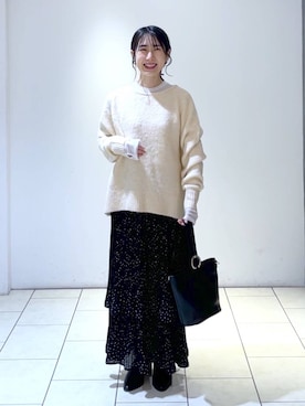 「A part by（アパートバイ）のシャギーニットプルオーバー（ニット/セーター）」を使った、なかみさん（レディース・154cm）の冬コーディネート