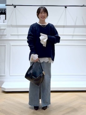 「アイテム（バレッタ/ヘアクリップ）」を使った、なかみさん（レディース・154cm）の秋コーディネート