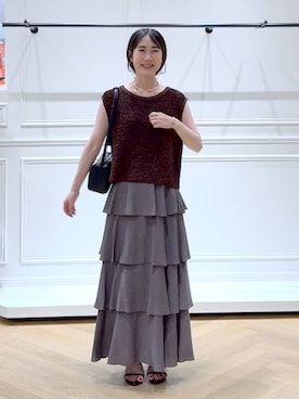 「A part by（アパートバイ）のネックカフ（ネックレス）」を使った、なかみさん（レディース・154cm）の夏コーディネート