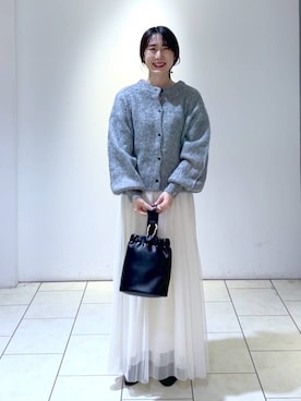 「A part by（アパートバイ）の≪追加3≫ラメチュールプリーツスカート（スカート）」を使った、なかみさん（レディース・154cm）の冬コーディネート