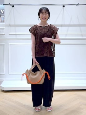 「アイテム（バレッタ/ヘアクリップ）」を使った、なかみさん（レディース・154cm）の夏コーディネート