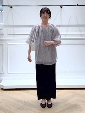 「A part by（アパートバイ）のバルーンドットブラウス（シャツ/ブラウス）」を使った、なかみさん（レディース・154cm）の秋コーディネート