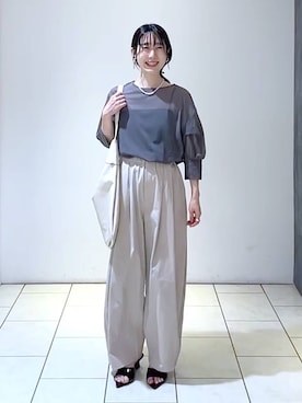 「A part by（アパートバイ）のアイテム（イヤリング）」を使った、なかみさん（レディース・154cm）の夏コーディネート