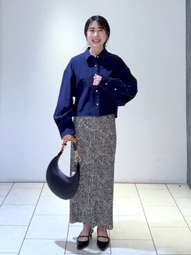 「A part by（アパートバイ）のショートオックスシャツ≪追加2≫（シャツ/ブラウス）」を使った、なかみさん（レディース・154cm）の春コーディネート