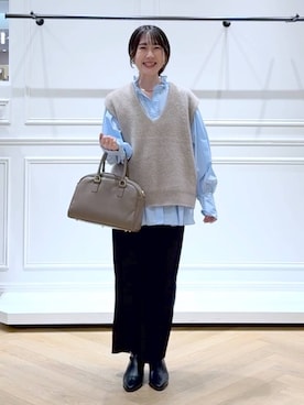 「アイテム（バレッタ/ヘアクリップ）」を使った、なかみさん（レディース・154cm）の秋コーディネート