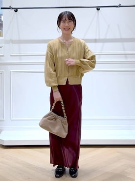 「アイテム（バレッタ/ヘアクリップ）」を使った、なかみさん（レディース・154cm）の秋コーディネート