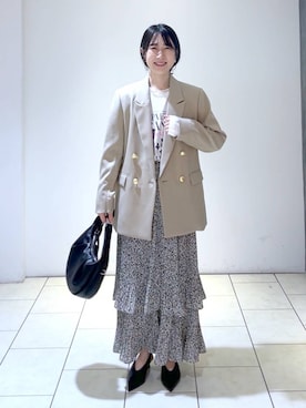 「A part by（アパートバイ）のアイテム（イヤリング）」を使った、なかみさん（レディース・154cm）の秋コーディネート
