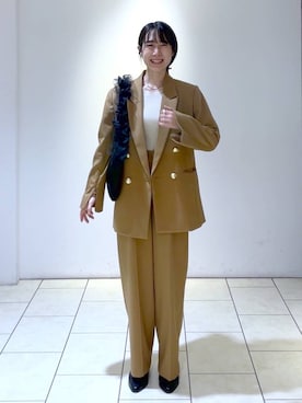 「A part by（アパートバイ）のチュールハンドルトート（ショルダーバッグ）」を使った、なかみさん（レディース・154cm）の秋コーディネート
