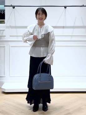 「アイテム（バレッタ/ヘアクリップ）」を使った、なかみさん（レディース・154cm）の秋コーディネート