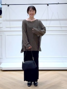 「アイテム（バレッタ/ヘアクリップ）」を使った、なかみさん（レディース・154cm）の秋コーディネート
