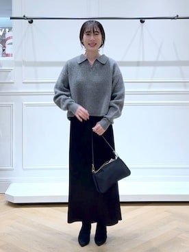 「アイテム（バレッタ/ヘアクリップ）」を使った、なかみさん（レディース・154cm）の秋コーディネート