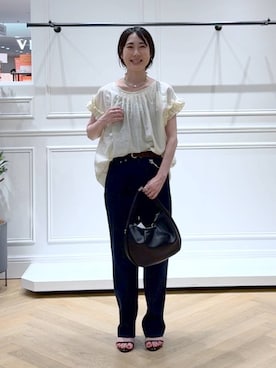 「A part by（アパートバイ）のネックカフ（ネックレス）」を使った、なかみさん（レディース・154cm）の夏コーディネート