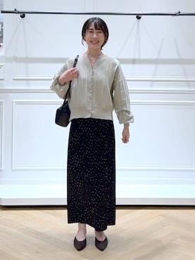 「アイテム（バレッタ/ヘアクリップ）」を使った、なかみさん（レディース・154cm）の秋コーディネート