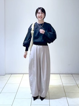 「A part by（アパートバイ）のアイテム（イヤリング）」を使った、なかみさん（レディース・154cm）の秋コーディネート
