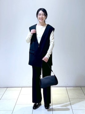 「アイテム（パンツドレス）」を使った、なかみさん（レディース・154cm）の冬コーディネート