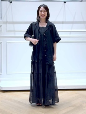 「A part by（アパートバイ）のヘマタイトビーズショートネックレス（ネックレス、シルバー系）」を使った、なかみさん（レディース・155cm）の夏コーディネート