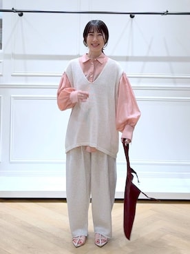 「アイテム（スウェットパンツ）」を使った、なかみさん（レディース・154cm）の春コーディネート