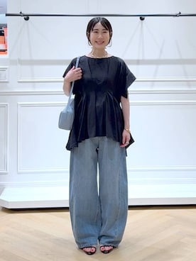 「A part by（アパートバイ）のネックカフ（ネックレス）」を使った、なかみさん（レディース・154cm）の夏コーディネート