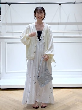 「アイテム（カーディガン/ボレロ）」を使った、なかみさん（レディース・154cm）の夏コーディネート