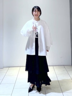 「A part by（アパートバイ）のアイテム（イヤリング）」を使った、なかみさん（レディース・154cm）の秋コーディネート