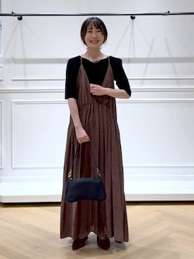 「アイテム（バレッタ/ヘアクリップ）」を使った、なかみさん（レディース・154cm）の秋コーディネート