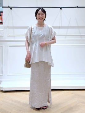 「アイテム（ヘアアクセサリー）」を使った、なかみさん（レディース・154cm）の夏コーディネート