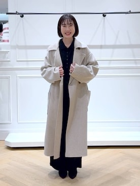 「アイテム（ステンカラーコート）」を使った、なかみさん（レディース・154cm）の秋コーディネート