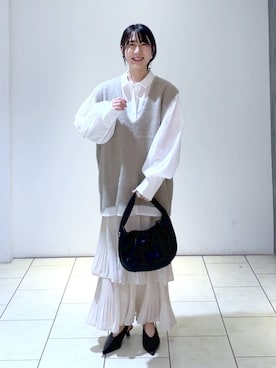 「A part by（アパートバイ）のアイテム（イヤリング）」を使った、なかみさん（レディース・154cm）の秋コーディネート
