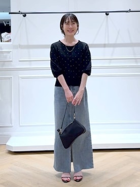 「アイテム（バレッタ/ヘアクリップ）」を使った、なかみさん（レディース・154cm）の夏コーディネート