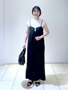 「A part by（アパートバイ）のアイテム（イヤリング）」を使った、なかみさん（レディース・154cm）の夏コーディネート