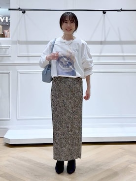 「アイテム（バレッタ/ヘアクリップ、ゴールド系）」を使った、なかみさん（レディース・154cm）の秋コーディネート