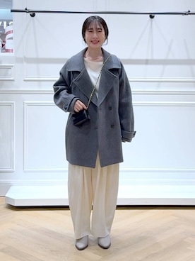 「アイテム（ピーコート）」を使った、なかみさん（レディース・154cm）の秋コーディネート