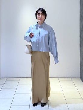 「A part by（アパートバイ）のショートオックスシャツ≪追加2≫（シャツ/ブラウス）」を使った、なかみさん（レディース・154cm）の春コーディネート
