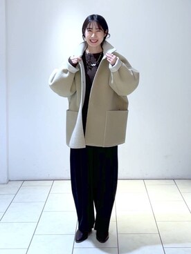 「A part by（アパートバイ）のアイテム（ムートンコート）」を使った、なかみさん（レディース・154cm）の冬コーディネート